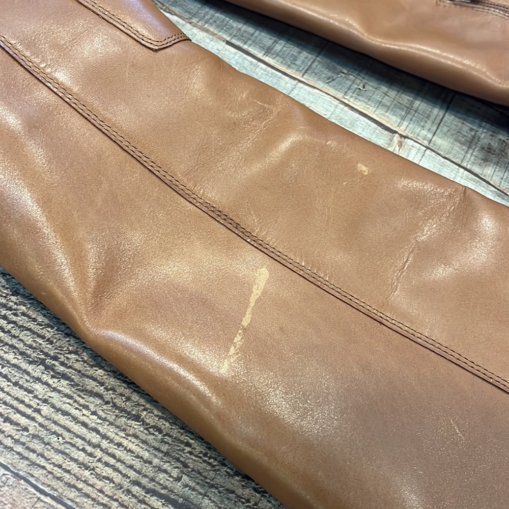 J. Crew Knee high stacked heel boots in leather BJ870 brown - Picture 5 of 10